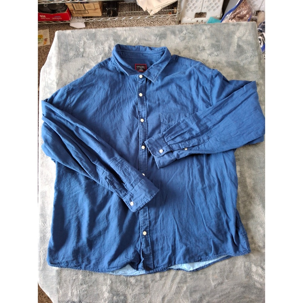 UNTUCKit Mens XXXLC Blue Cotton Long Sleeve Button Down Casual Shirt‎
